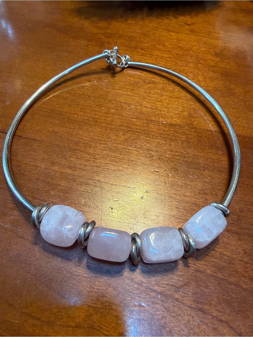 SILPADA Rare. Sterling collar necklace with chunky rose quartz